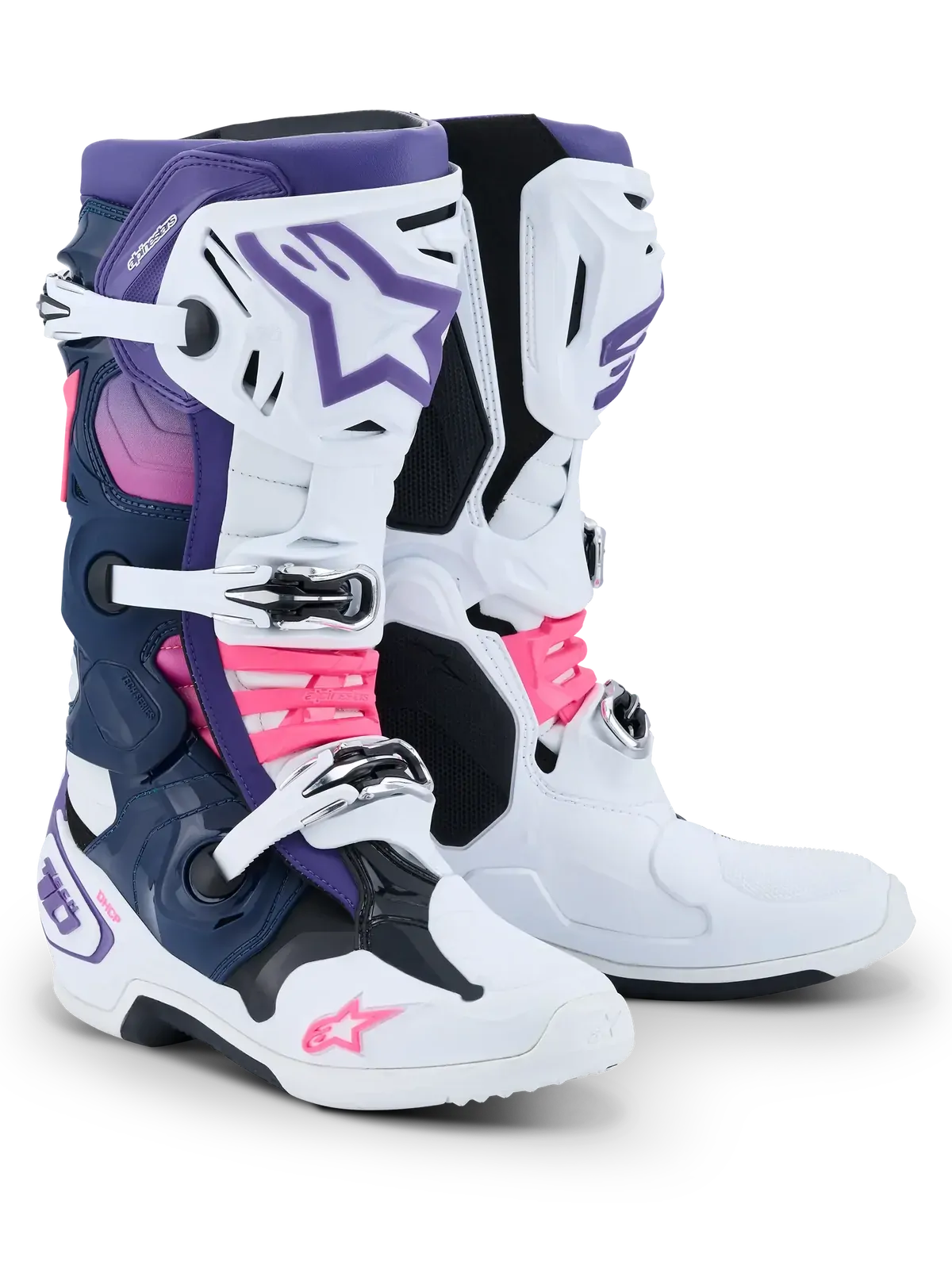 Alpinestars 2026 Tech 10 MX Boots - White/Violet/Navy Blue/Fluro Pink