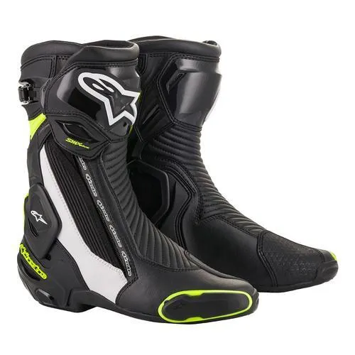 Alpinestars SMX Plus V2 Road Boots - Black/White/Yellow - 44 - SKU:AS2221019012544