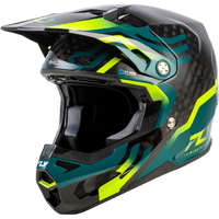 Fly Racing 2026 Youth Formula S Carbon Byte MX Helmet - Black Carbon/Teal/Lime