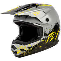 Fly Racing 2026 Youth Kinetic Drip MX Helmet - Grey/Black/Yellow