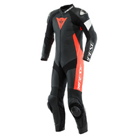 Dainese Tosa 1 Piece Peforated Leather Suit - Black/Fluro Red/White