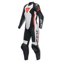 Dainese Ladies Grobnik 1 Piece Perforated Leather Suit - Black/White/Fluro Red