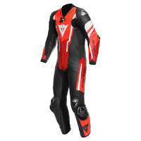 Dainese Misano 3 D-Air 1 Piece Perforated Leather Suit - Black/Red/Fluro Red
