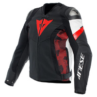 Dainese Avro 5 Leather Jacket - Black/Lava Red/White
