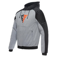 Dainese Daemon-X Safety Full Zip Hoodie - Melange Grey/Black/Fluro Red