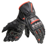 Dainese Full Metal 6 Leather Gloves - Black/Black/Fluro Red