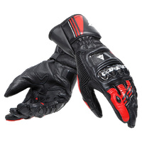 Dainese Druid 4 Leather Gloves - Black/Lava Red/White