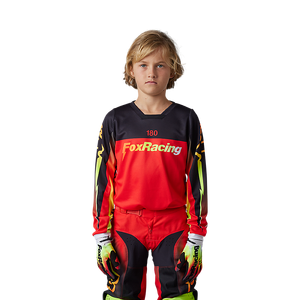 Fox 180 Youth Statk Jersey - Fluro Red - M