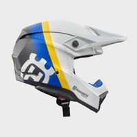 Husqvarna Moto-10 Spherical Railed Helmet - White/Blue/Yellow