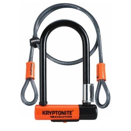 KRYPTONITE EVOLUTION MINI U-LOCK 3.25 x 7 IN & 4 FT KRYPTOFLEX CABLE W/ BKT (3C) - SKU:002079