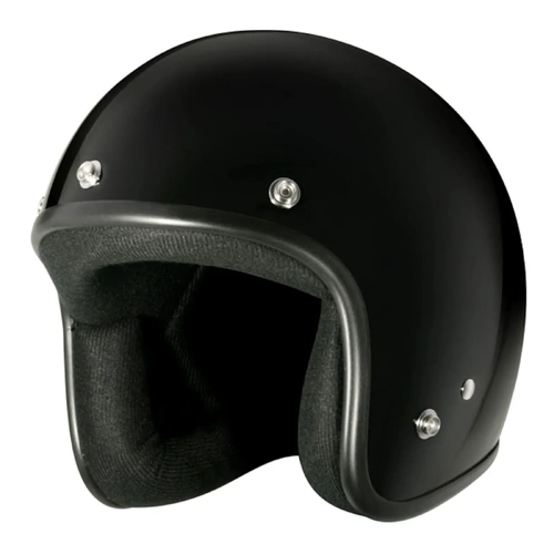 M2R 225 Solid Classic Studs Open Face Helmet - Black - S - SKU:1001800