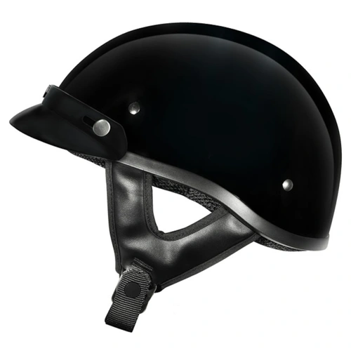 M2R Rebel Solid Classic Shorty Studs Open Face Helmet - Black