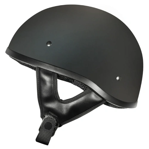 M2R Rebel Solid Classic Shorty No Studs Open Face Helmet - Matte Black - XS - SKU:1113545