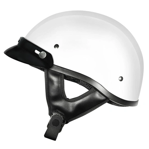 M2R Rebel Solid Classic Shorty Studs Open Face Helmet - White - S - SKU:1113569