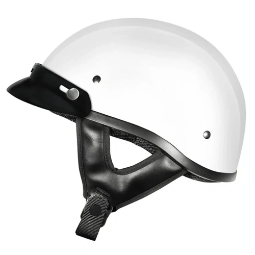 M2R Rebel Solid Classic Shorty Studs Open Face Helmet - White - M - SKU:1113570