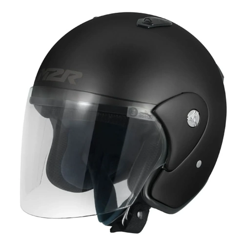 M2R 290 Solid Open Face Helmet - Semi-Flat Black - XS - SKU:1116290