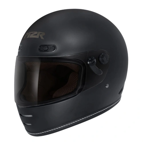 M2R Bolster Retro Styled Full Face Helmet - Matte Black