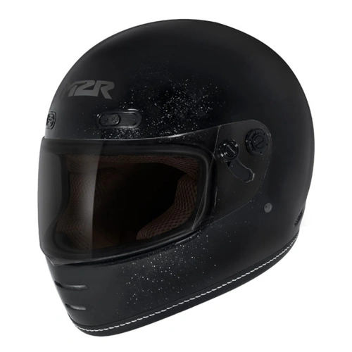 M2R Bolster Retro Styled Full Face Helmet - Black