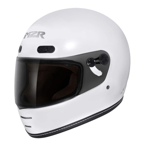 M2R Bolster Retro Styled Full Face Helmet - White