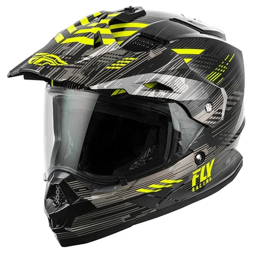 Fly Racing Trekker Quantum Adventure Helmet - Black/Grey/Hi-Vis - S - SKU:1119421
