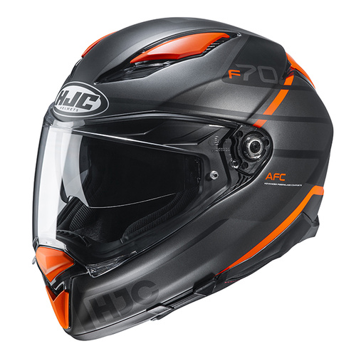 HJC F70 Tino Full Face Helmet MC-7SF - Grey/Orange - S - SKU:1121506