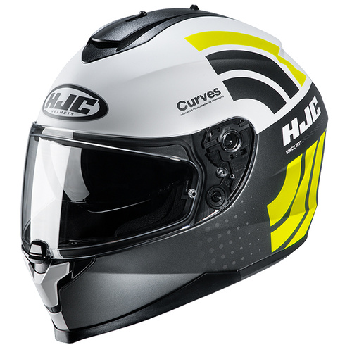HJC C70 Curves Full Face Helmet MC-4HSF - Black/White/Yellow - XS - SKU:1121582