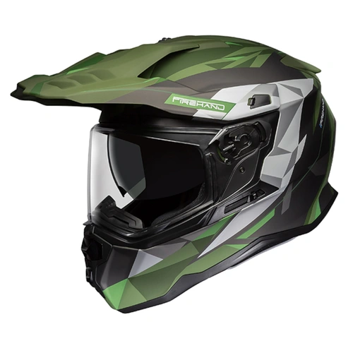 M2R Hybrid Poly Adventure Helmets (PC-4F) - Green/Black/Grey