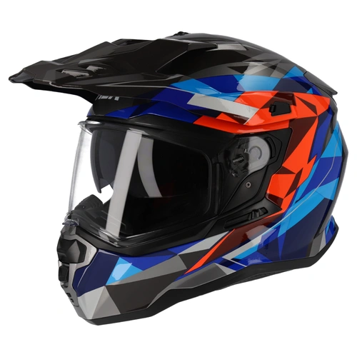M2R Hybrid Poly Adventure Helmets (PC-1) - Black/Blue/Red