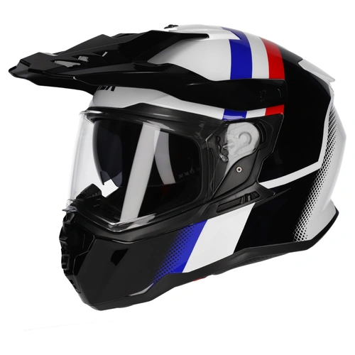 M2R Hybrid Fade Adventure Helmets (PC-2) - Black/White/Blue/Red