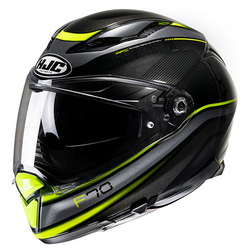 HJC F70 Diwen Full Face Helmet MC-3H - Grey/Yellow - S - SKU:1125006