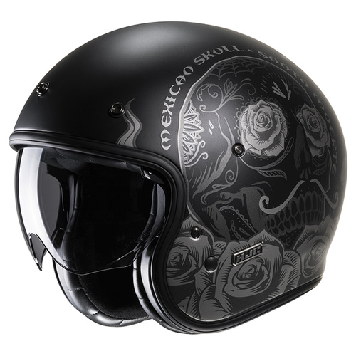 HJC V31 Desto Open Face Helmet MC-5SF - Black/Grey - S - SKU:1125509