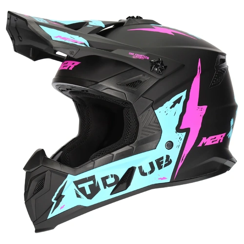 M2R X2 Tdub MX Helmet (PC-7) - Black/Blue/Pink