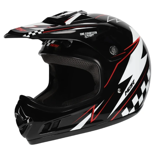 M2R MX2 JR Lightning MX Helmet (PC-1) - Black/White/Red - YL - SKU:1126644