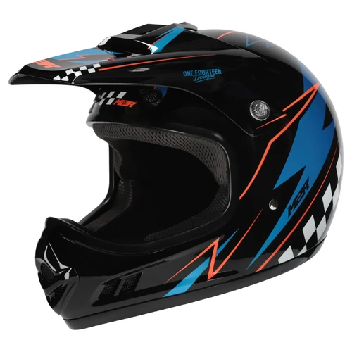 M2R MX2 JR Lightning MX Helmet (PC-8) - Black/Blue/Orange - YL - SKU:1126656