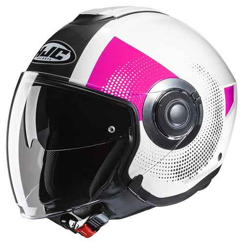 HJC i40N Pyle Modular Helmet MC-3HSF - White/Pink - XS - SKU:1127128