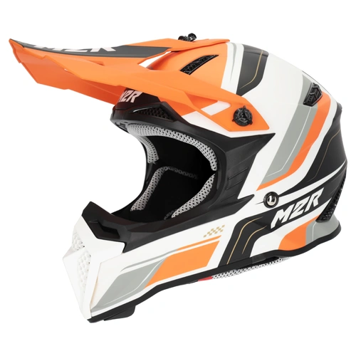 M2R Youth X2.1 Pulse Lightweight MX Helmet (PC-8F) - Orange/White/Silver