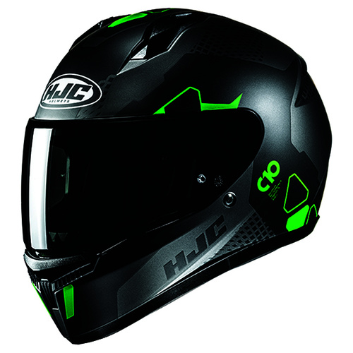 HJC C10 Aspa Full Face Helmet MC-4SF - Black/Green - XS - SKU:1129060