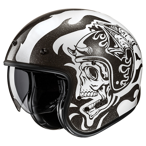 HJC V31 Flame MC-5 Open Face Helmet - Black/White - XS - SKU:1129114