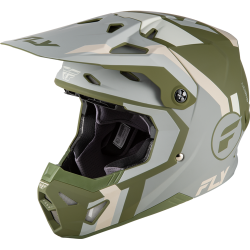 Fly Racing 2026 Youth Formula CP Seal MX Helmet - Matte Stone/Khaki/Olive - YL - SKU:1129679