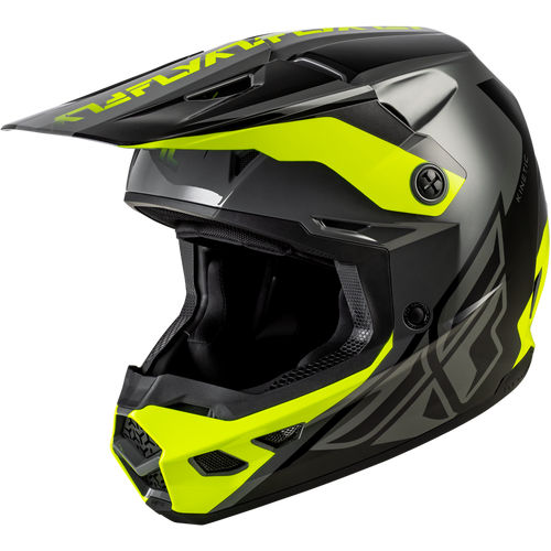 Fly Racing 2026 Kinetic Crest MX Helmet - Grey/Black/Hi-Vis - XL - SKU:1129715