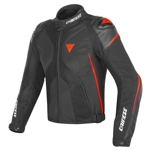 Dainese Super Rider D-Dry Jacket - Black/Black/Fluro Red - 58 - SKU:2119496