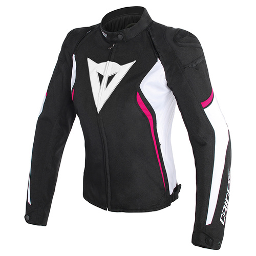 Dainese Ladies Avro D2 Tex Jacket - Black/White/Fuschia - 50 - SKU:2119802