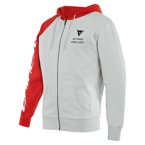 Dainese Casual Paddock Hoodie - Glacier Grey/Lava Red/Black - XS - SKU:2121923