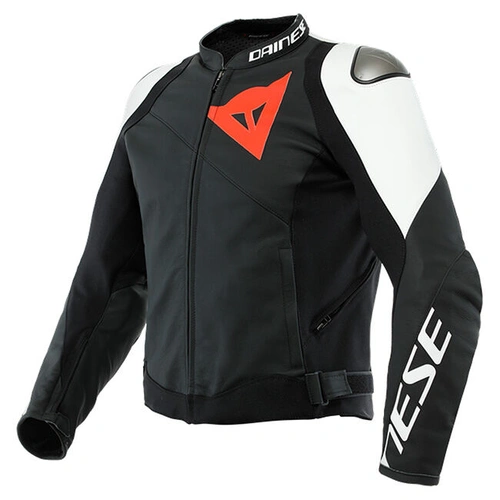 Dainese Sportiva Leather Jacket - Matt Black/Matt Black/White - 48 - SKU:2122000