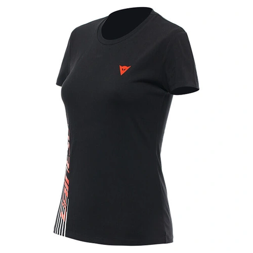 Dainese Casual Logo T-Shirt - Black/Fluro Red - XS - SKU:2123350