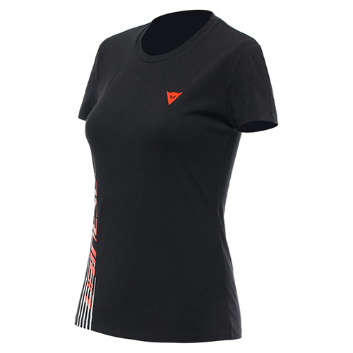 Dainese Casual Logo T-Shirt - Black/Fluro Red - XS - SKU:2123350