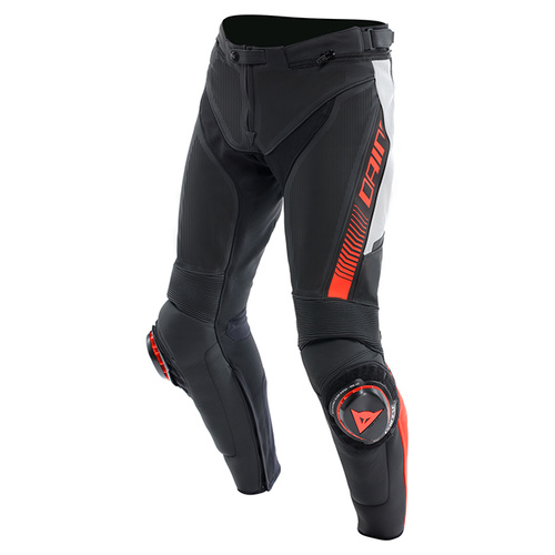 Dainese Super Speed Perforated Leather Pants - Black/White/Fluro Red - 54 - SKU:2125259
