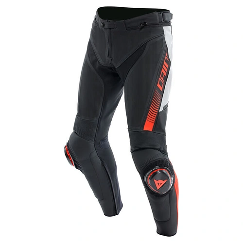 Dainese Super Speed Perforated Leather Pants - Black/White/Fluro Red