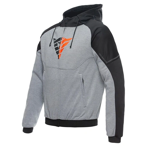Dainese Daemon-X Safety Full Zip Hoodie - Melange Grey/Black/Fluro Red - 54 - SKU:2125345