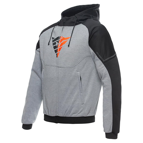 Dainese Daemon-X Safety Full Zip Hoodie - Melange Grey/Black/Fluro Red - 46 - SKU:2125341